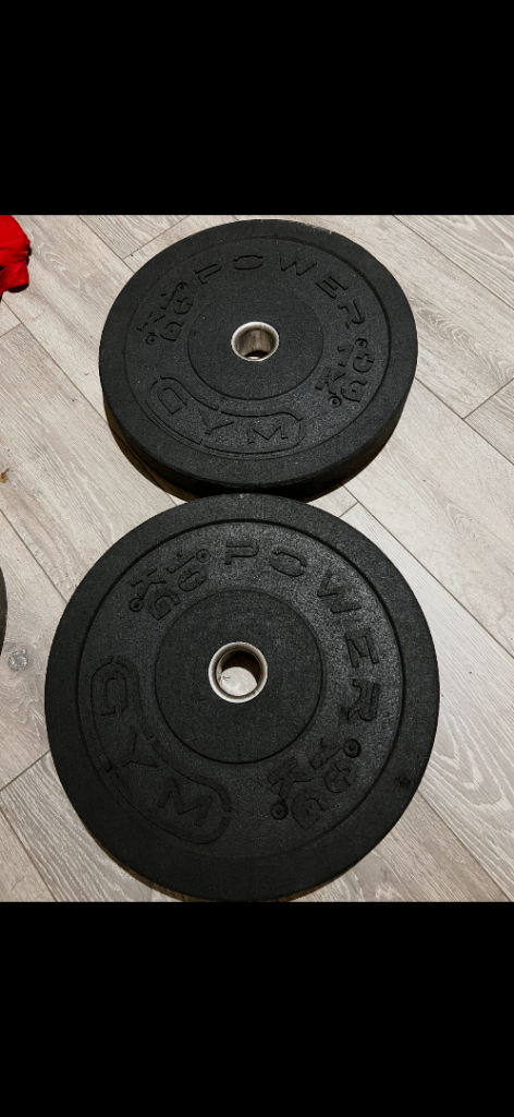 2 x 10kg Bumper Weight Plates – Olympic Size