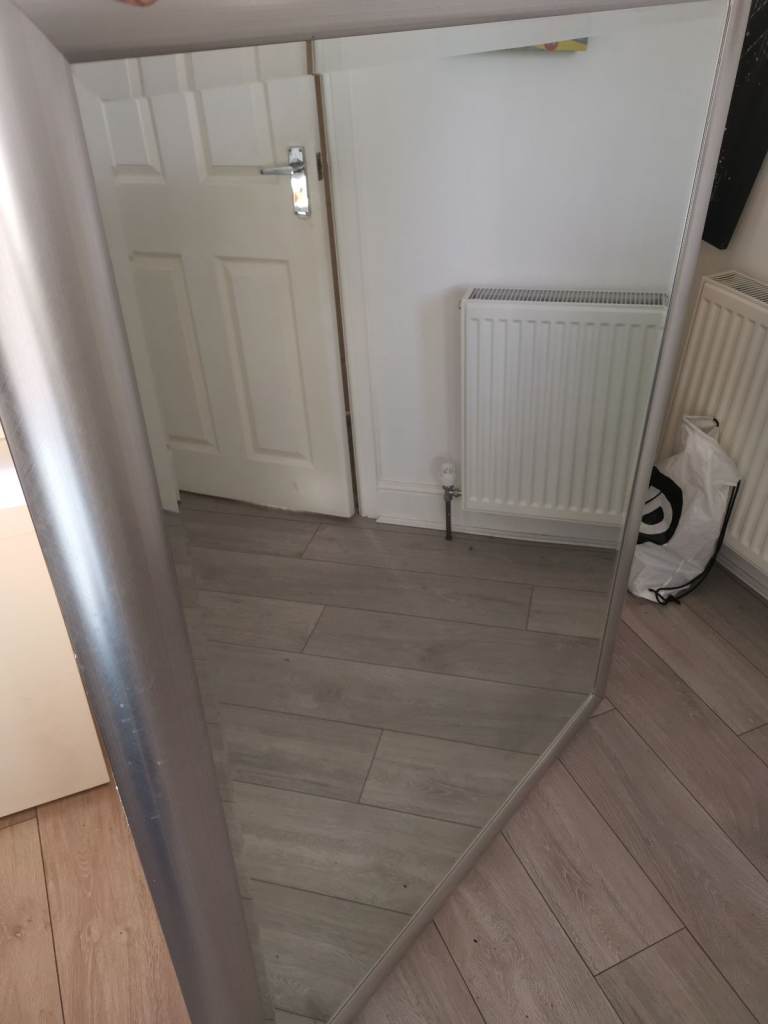 Large silver wooden framed mirror 105cm X 140cm