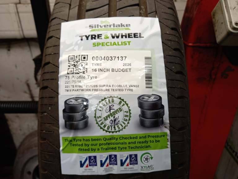 225 75 R16c 121/120s Supira Ecoblue Van02 7mm Partworn Pressure Tested Tyre