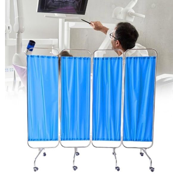 New boxed Foldable Medical Privacy Screen on  .Wheels 200 x180 cm Stainless Steel Curtains Divider