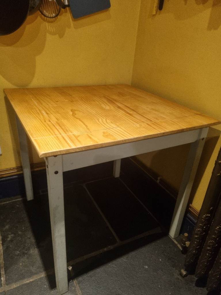 Solid Wood Table – Light Wood Top, Good Condition