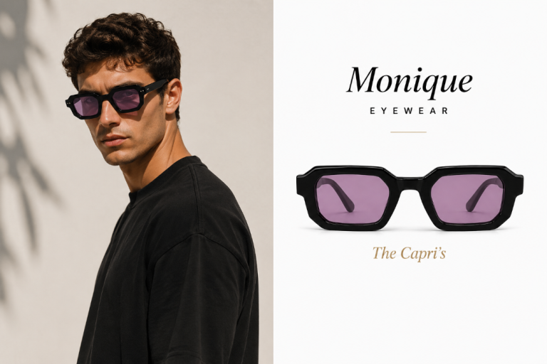 Monique Eyewear 'The Capri's' Sunglasses - Black with Purple Lenses, New