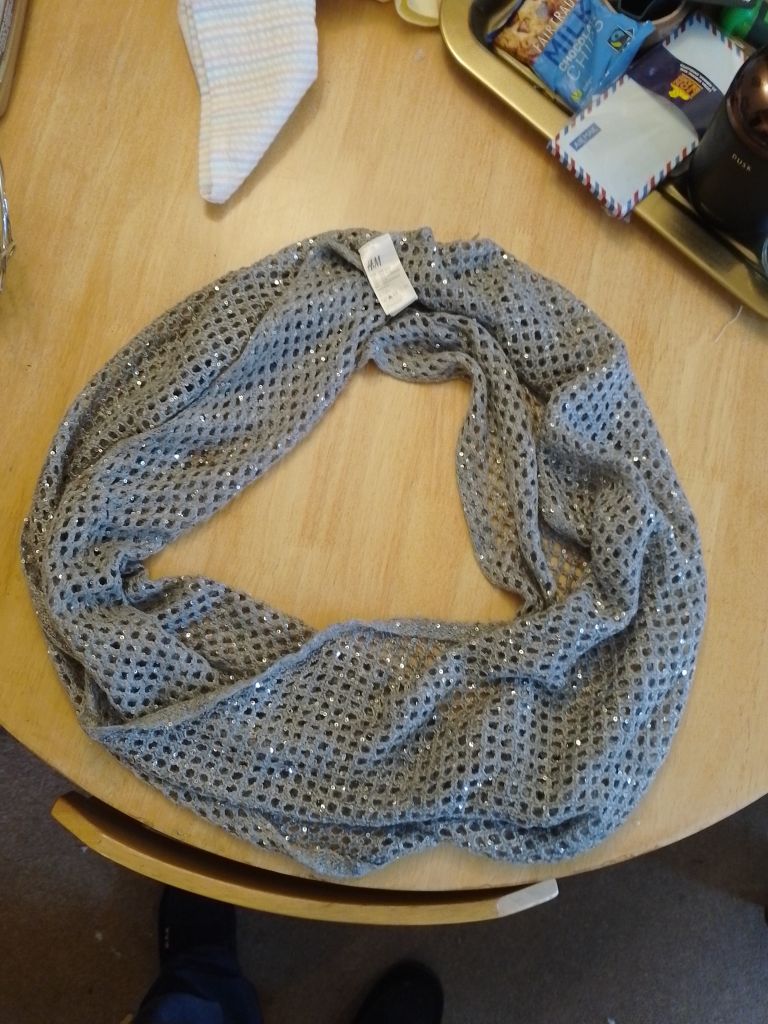 H&M Grey Infinity Scarf with Sparkle Detail