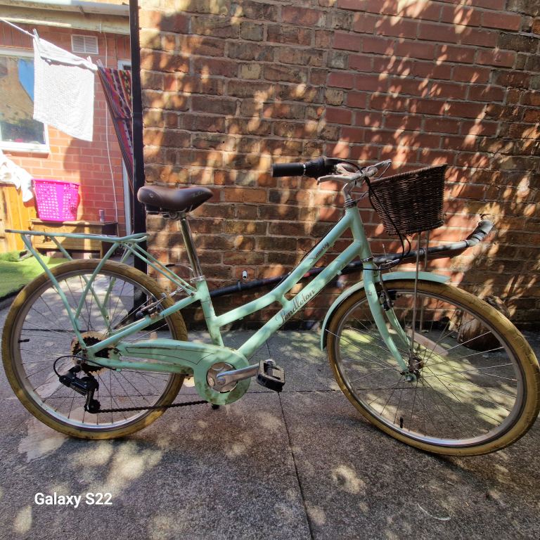 Girls Mint Green City Bike with Basket and Rack
