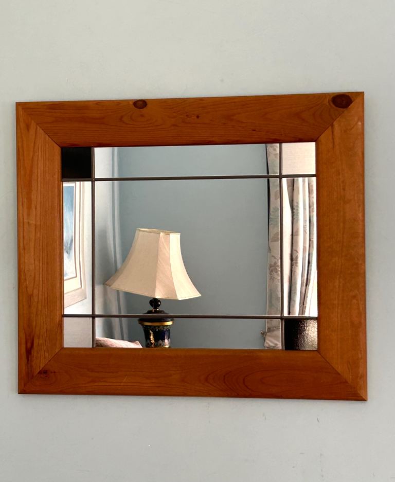 Pine Leaded Mirror  H22in/56cm W26in/66cm Good condition  NO OFFERS  D253