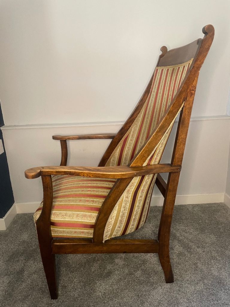 Antique Highback armchair - Recently Re-upholstered 