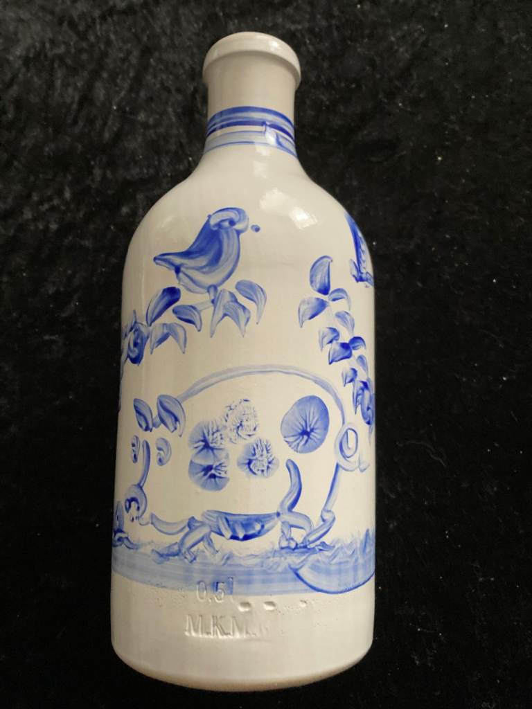 Hand Painted Blue & White Ceramic Bottle