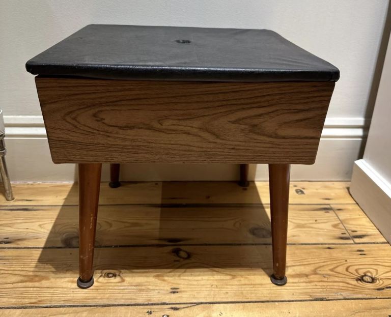 Sherborne Reg Des Sewing Box, Retro Box, Stool