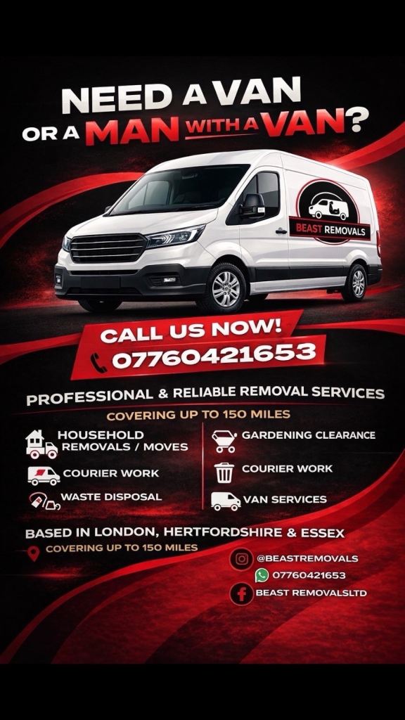 Man and Van / Removals - Man With Van, House Moves | Affordable, Reliable + Professional - Call Now!