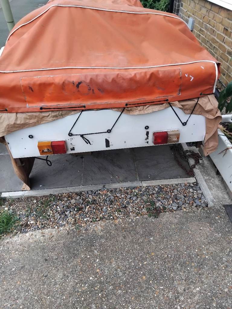 White Trailer tent with Orange Cover - Fair Condition