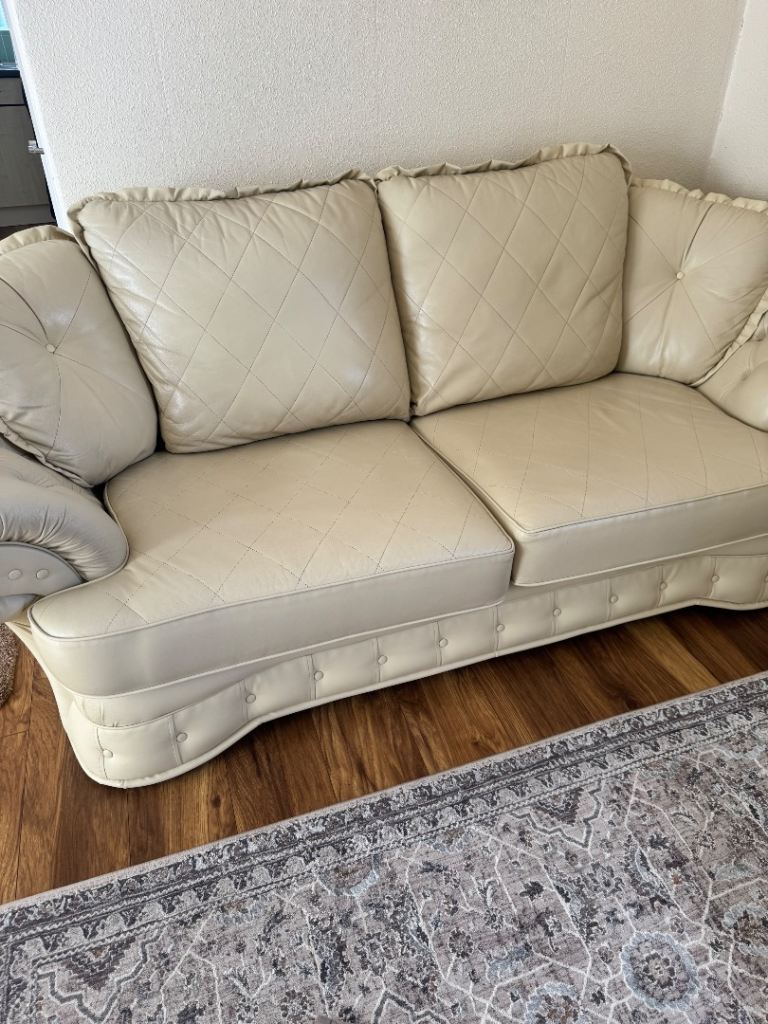 Cream leather sofa 