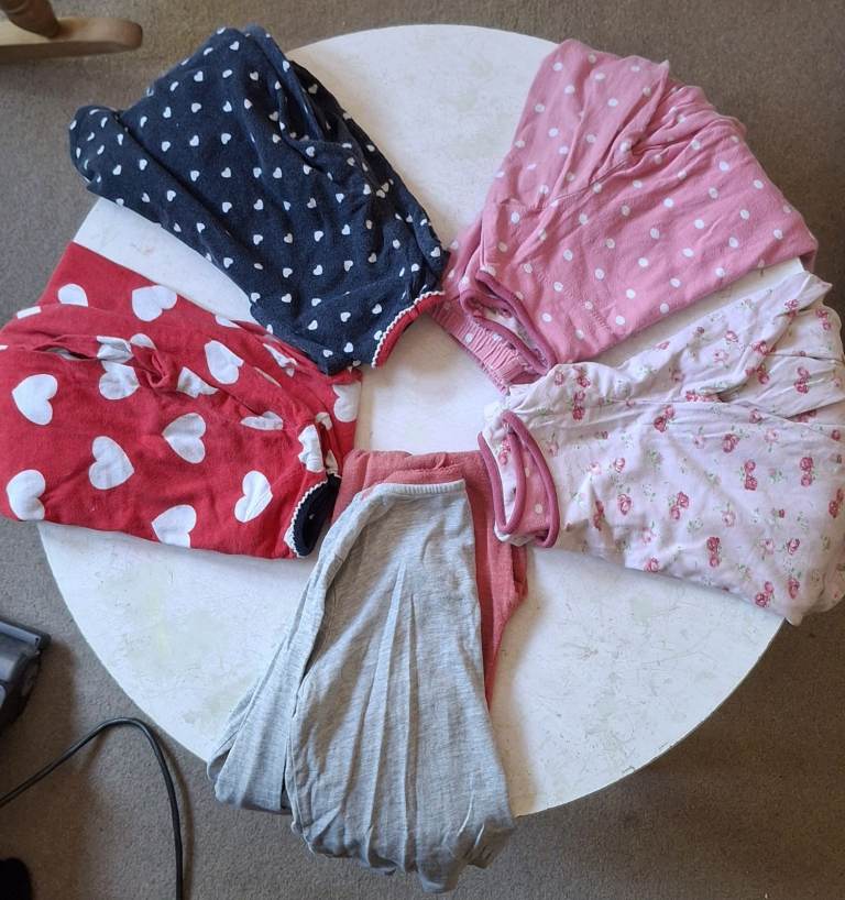Girls Pyjamas Bundle – Polka Dot and Heart Designs, Good Condition