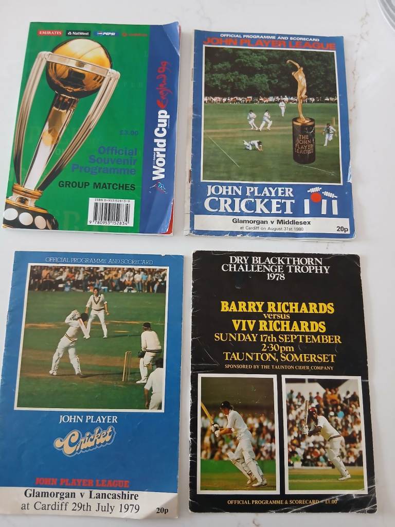 Cricket programmes - World Cup 99 & John Player & Dry Blackthorn programmes 70 & early 80's