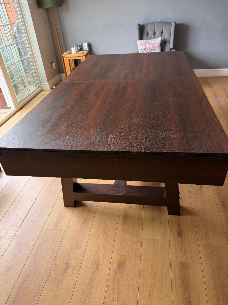Large Wooden Pool Table / table tennis /– Dining Top Included, Excellent  Condition
