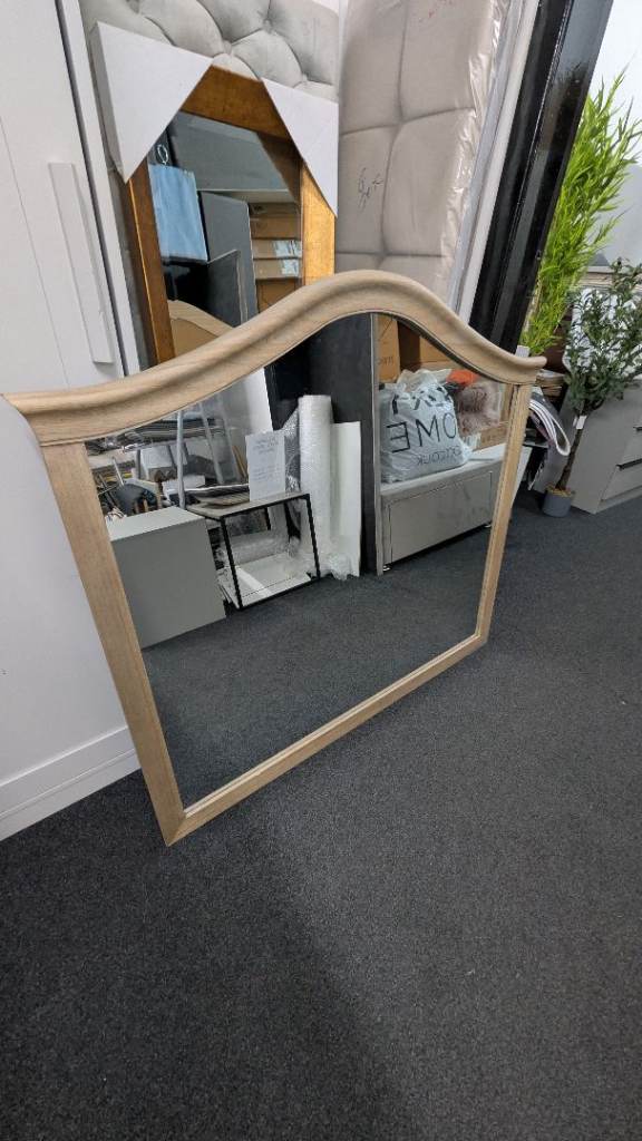 Large Wooden Over Mantle Mirror 