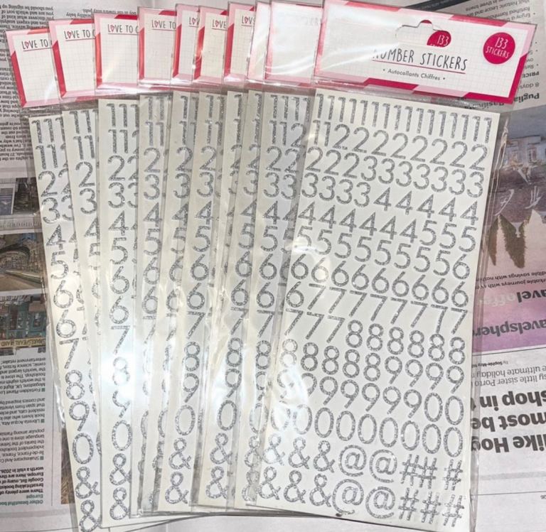 (READ DESCRIPTION) New X1 Pack Of 133 Number Stickers Silver Arts Crafts Scrapbook Sale Bundle Cheap