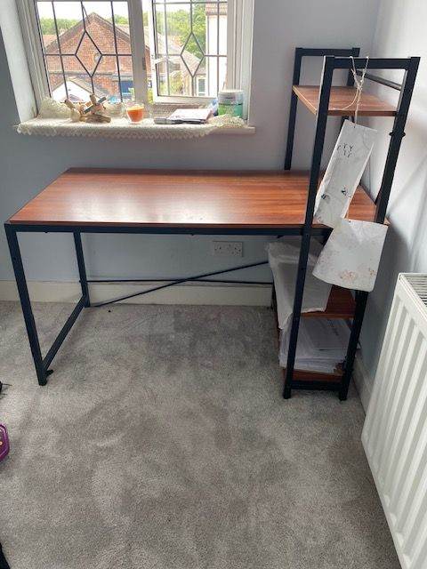 Study Desk with Shelves – Good Condition, Wood and Metal