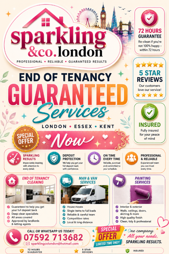 🏡Shortnotice End of tenancy guarantee cleaning for deposit back commercial clean painting services 