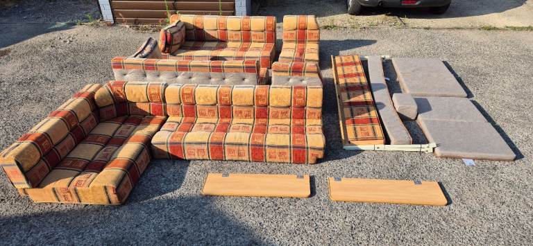 Cushions for camper caravan motorhome boat front and back with bunk bed frame, set of 18.