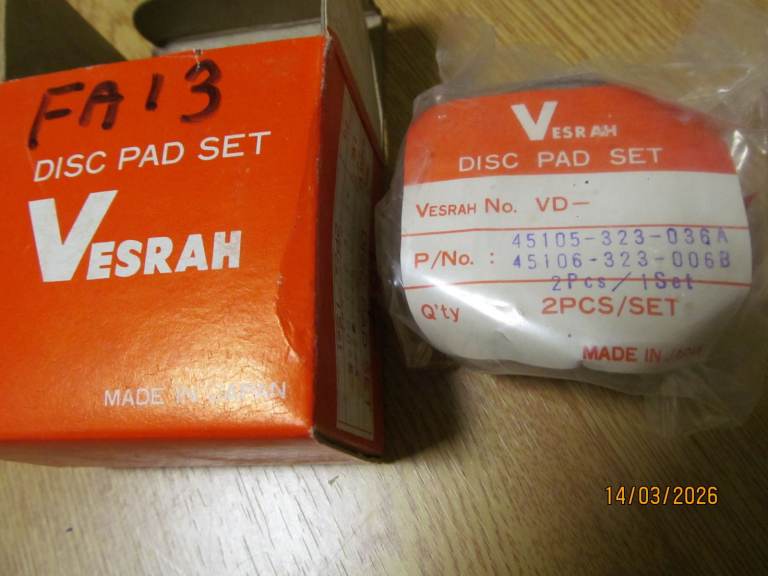 NOS Disc pads for vintage Honda models, Vesrah VD104 eq EBC FA13