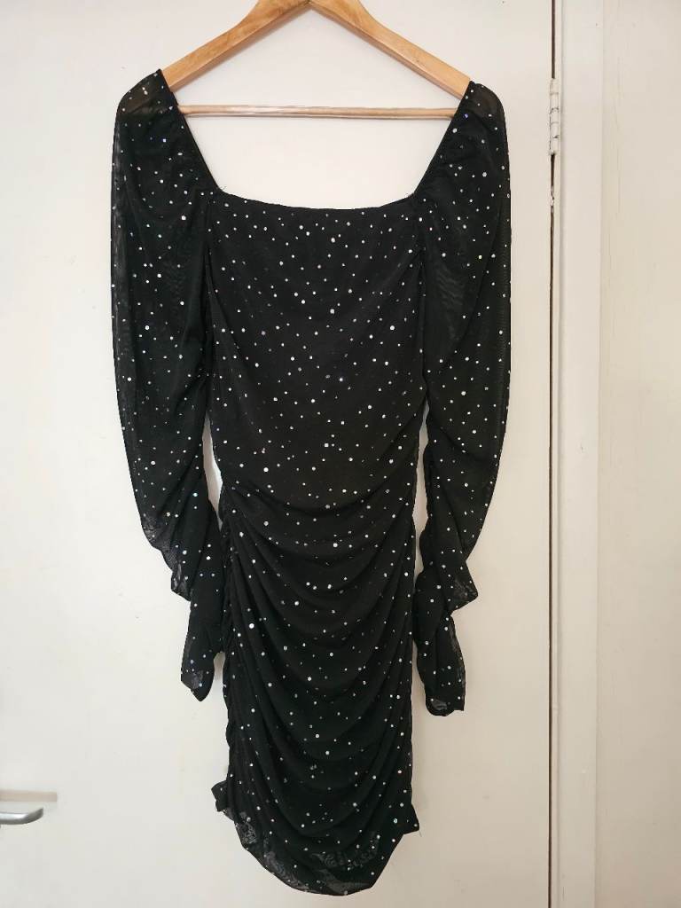 SHEIN Curve Black Star Print Mini Dress - Size 1XL, As Good As New