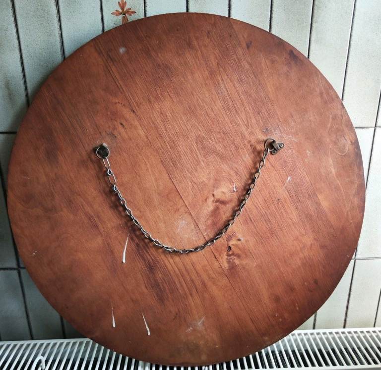 Vintage Art Deco Bevelled Edge Hanging Mirror flying ducks On Chain round etched