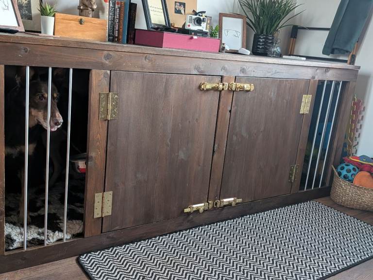Home Made Double Wooden Dog Crate 