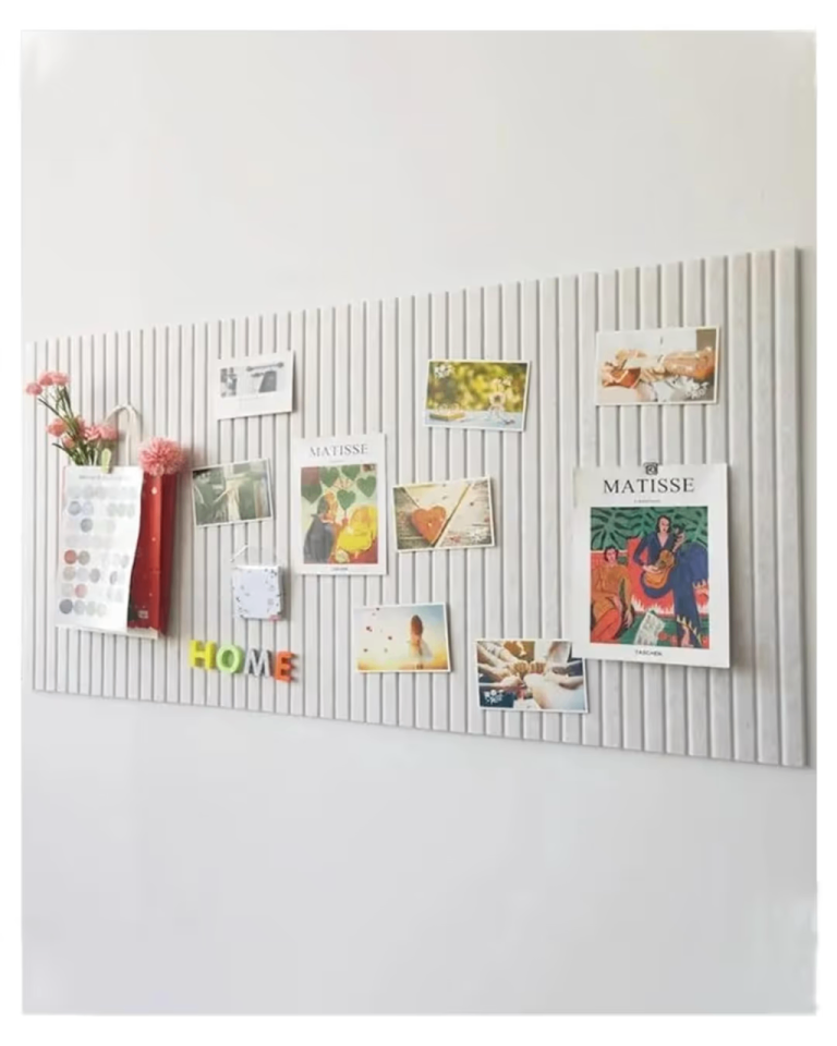 White Wall Decor Panel with Photos and Accessories
