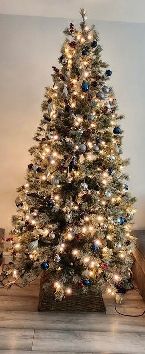 7.6ft Warm white LED Berry & pinecone Pre-lit Artificial Christmas tree