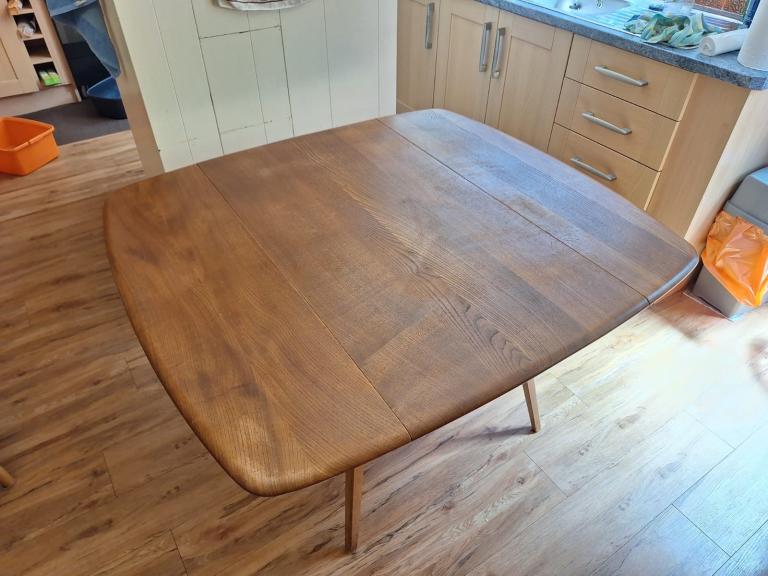 ERCOL Vintage Dining Table and 3 Chairs – Fair Condition