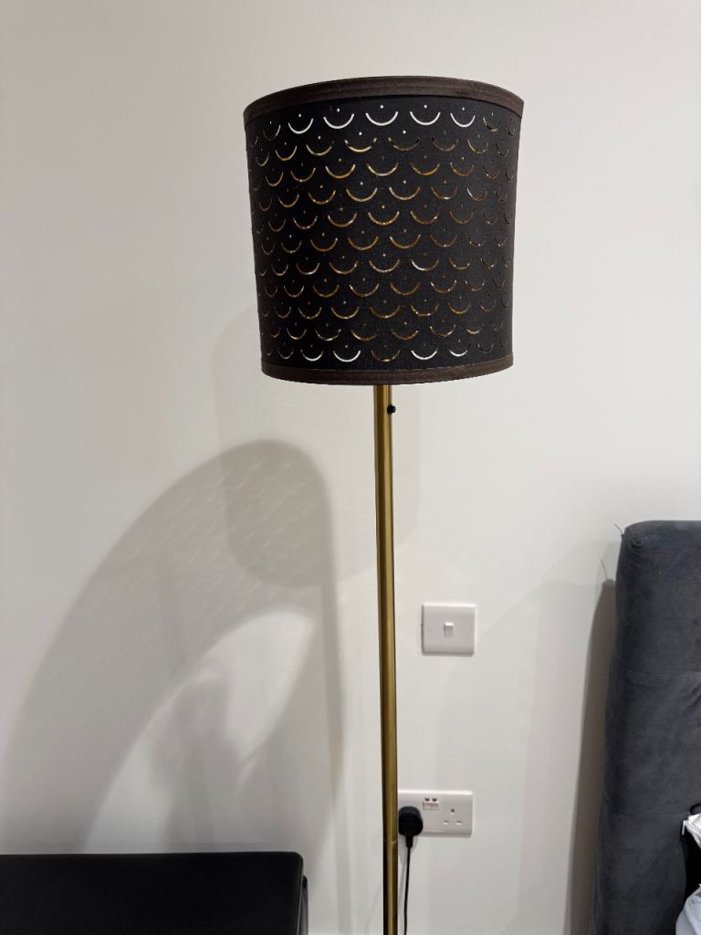 IKEA NYMÖ / SKAFTET Floor Lamp – Black & Brass