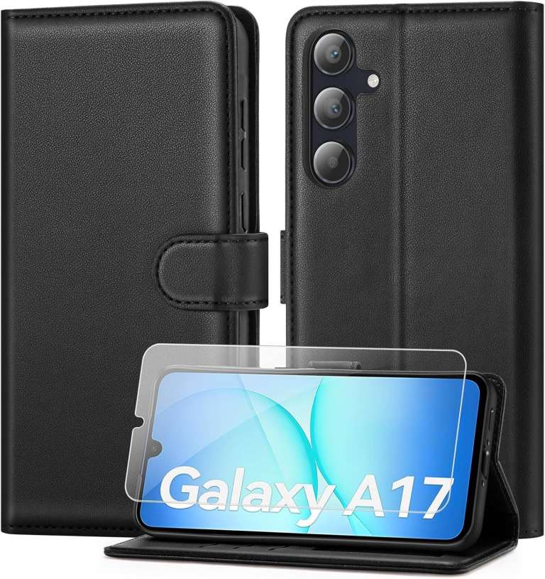 PU Leather Wallet Samsung Galaxy A17 5G Phone Case with 1 Screen Protector RFID Blocking
