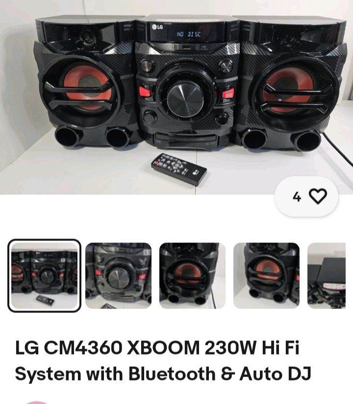 LG CM4360 XBOOM 230 HI FI SYSTEM WITH BLUETOOTH AND ADIO DJ