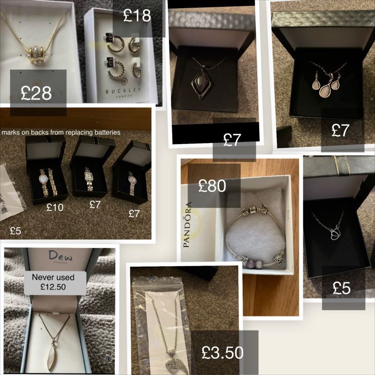 Ladies necklaces, bracelets and watches 