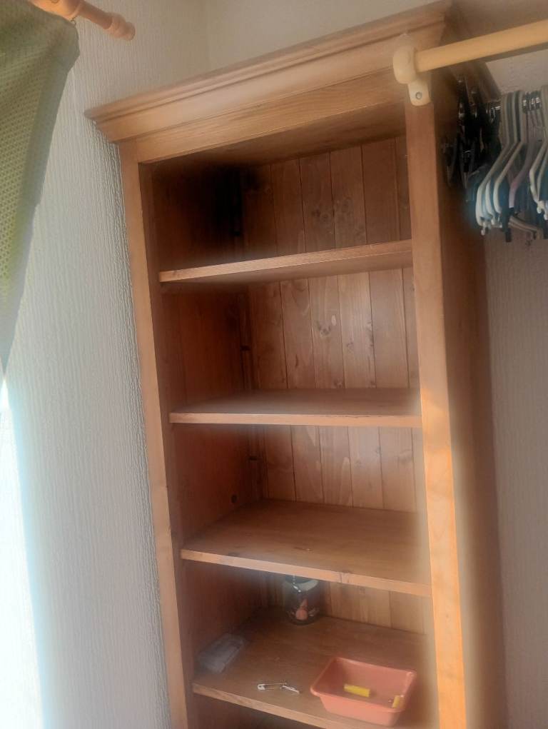 Solid Pine Tall Bookcase / Storage Shelf Unit