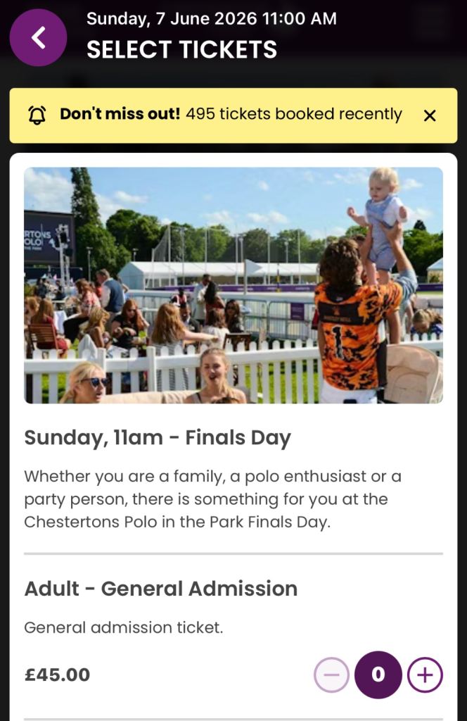 Iconic Chestertons Polo in the park X 4 tickets