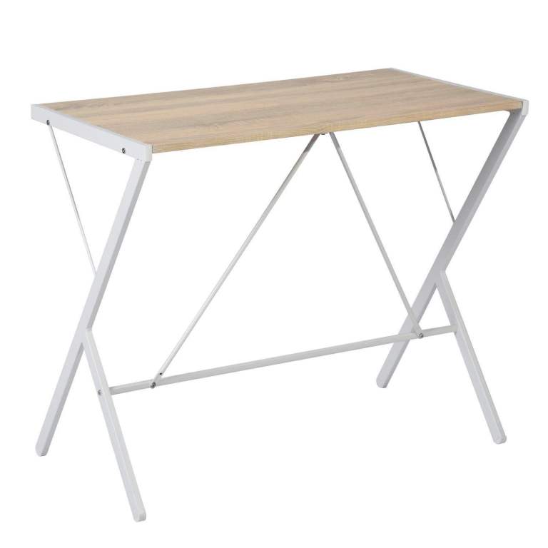 New Folding Desk – Light Wood Top with White Legs