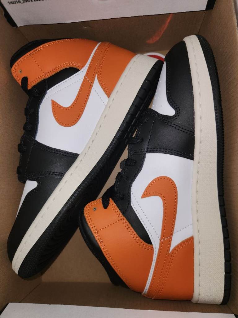 Nike Air Jordan 1 Mid GS Starfish Black White Sail UK 5 (DQ8423 801)