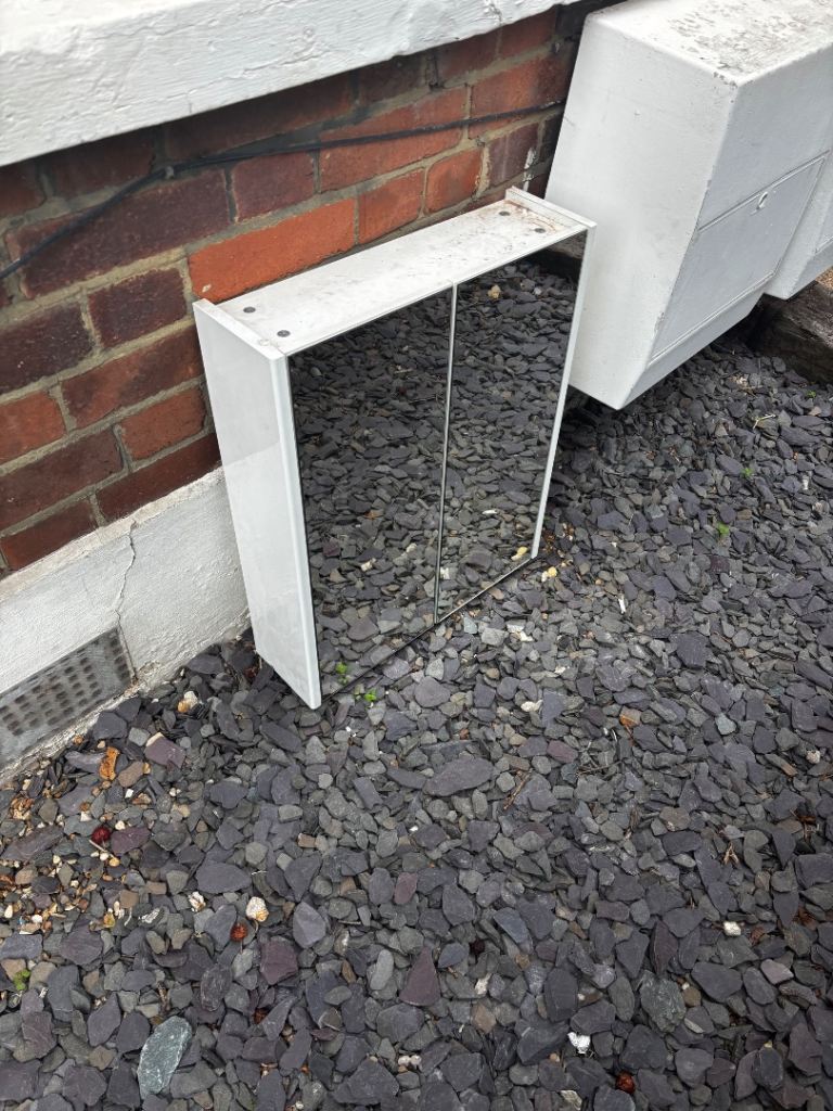 Free White Bathroom Mirror Cabinet with Shelves