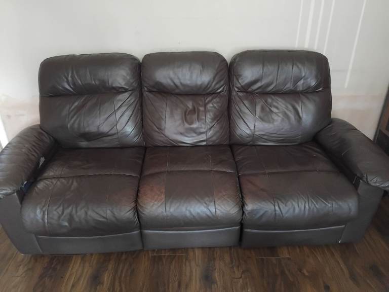 Brown faux 5pcs reclining sofa 