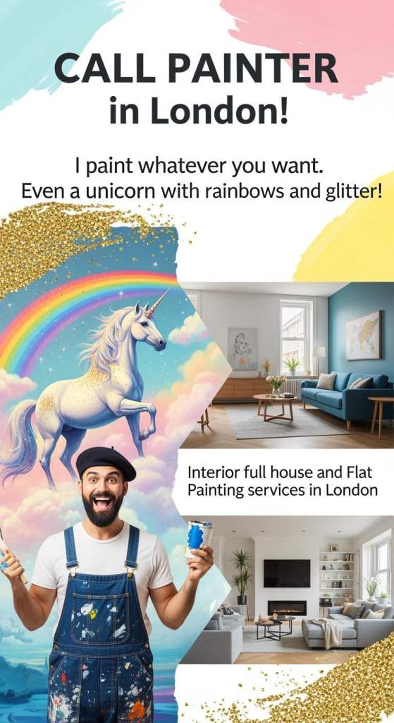 PAINTER in London! I paint whatever you want.   Even a unicorn with rainbows and glitter!