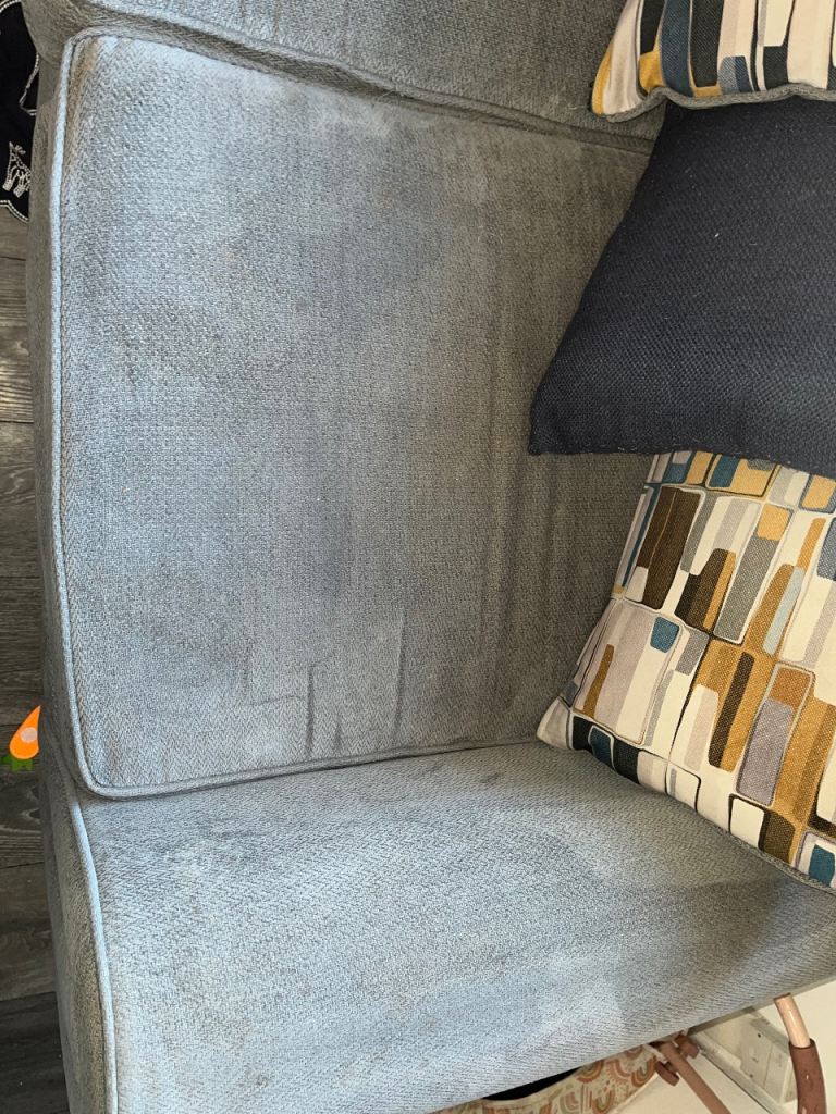 Grey Two-Seater Sofa with Cushions - good condition