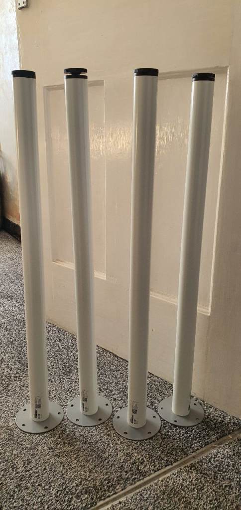 4 x Ikea Adils White Metal Desk Legs