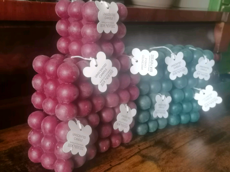 Unscented candle 9-Pieces (burns up to 20Hrs).green and cherry colours