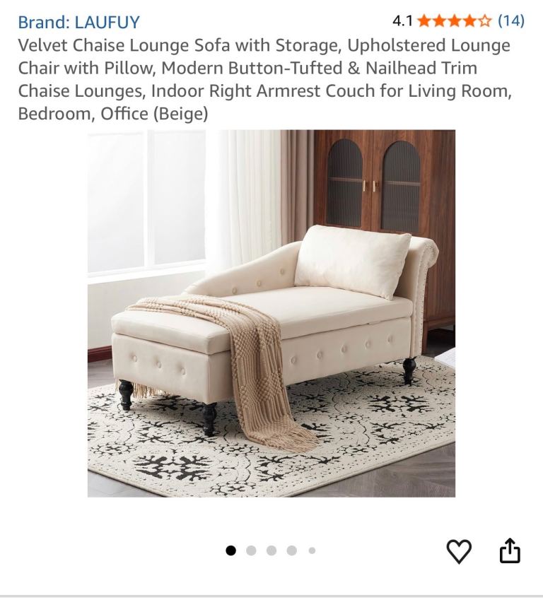 Chaise Beige lounge sofa with storage unit