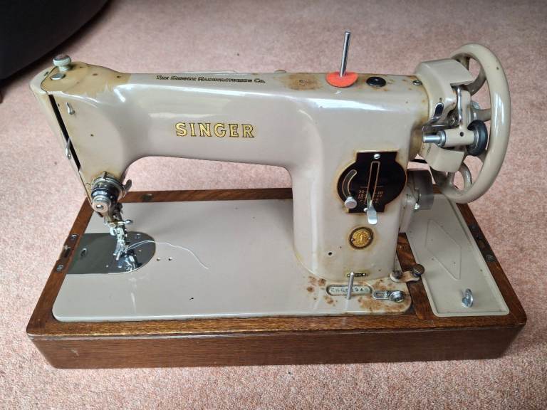Vintage Electric Singer 201K Sewing Machine in original box.