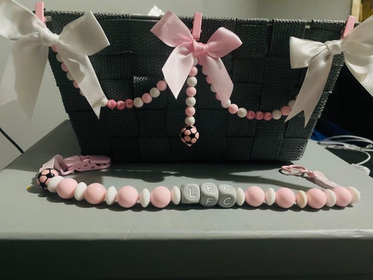 Baby Dummy Clip and Basket Decor - Pink & White, LFC