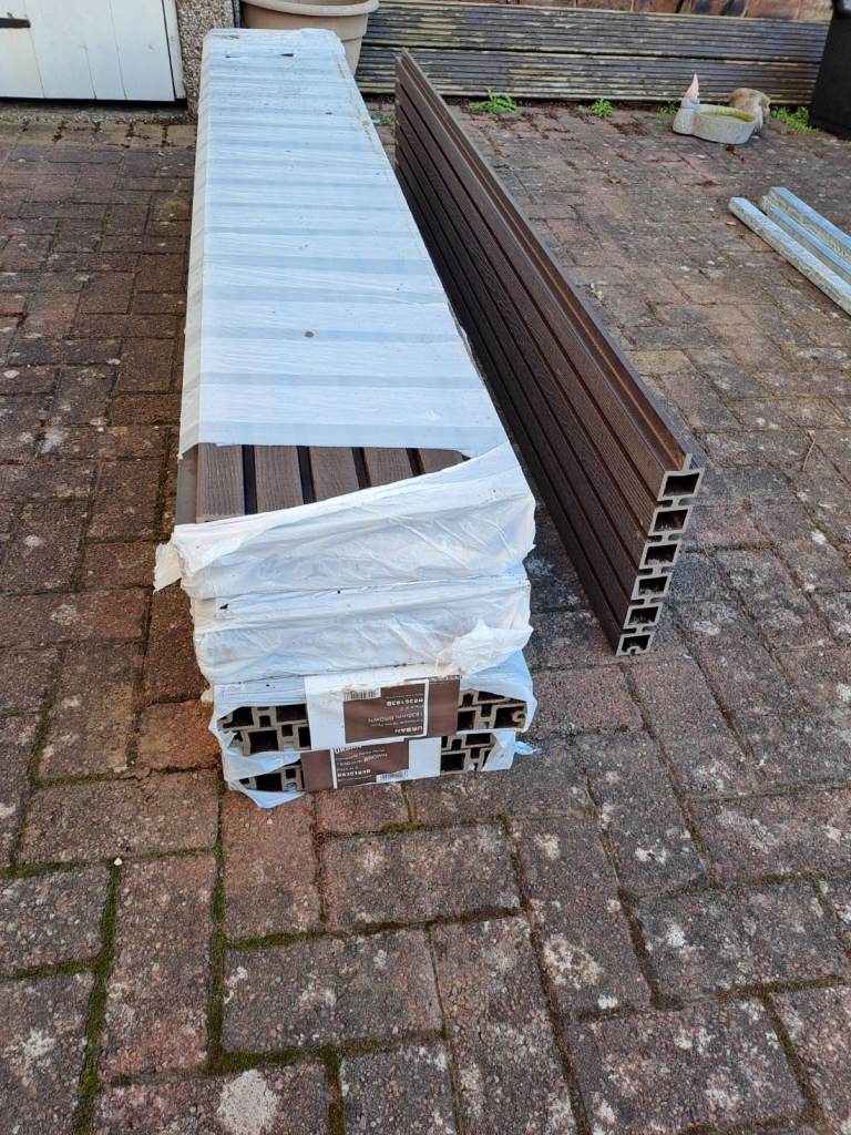 Durapost composite brown fence panels and anthacite grey posts