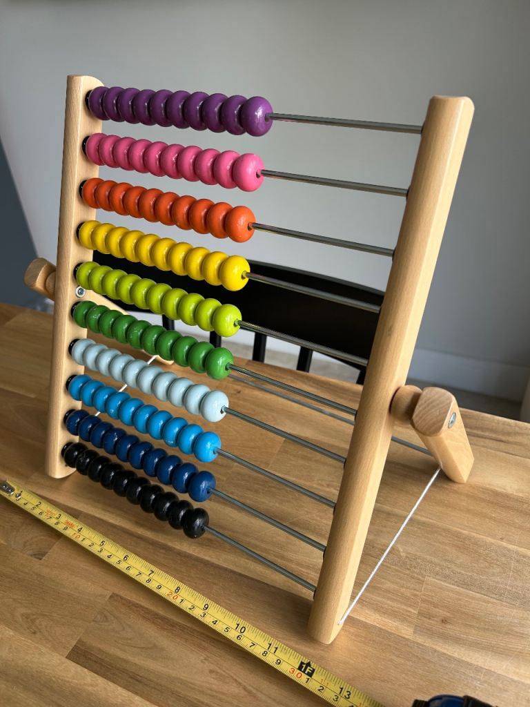 IKEA abacus counting sorting colour beads wooden sensory toy child’s bedroom decor  maths