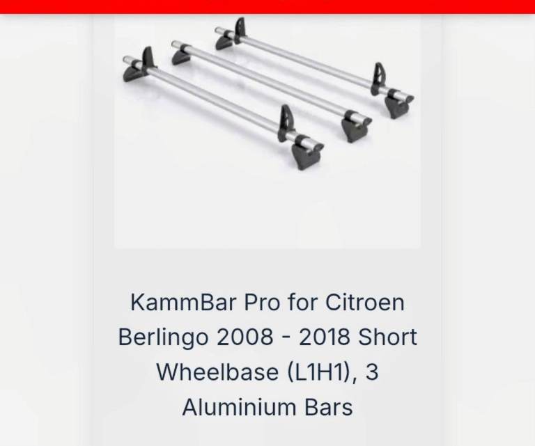 Citroen Berlingo/Peugeot Partner Roof Rack (2008-2018)  - Rhino KammBar Pro -Short Wheelbase